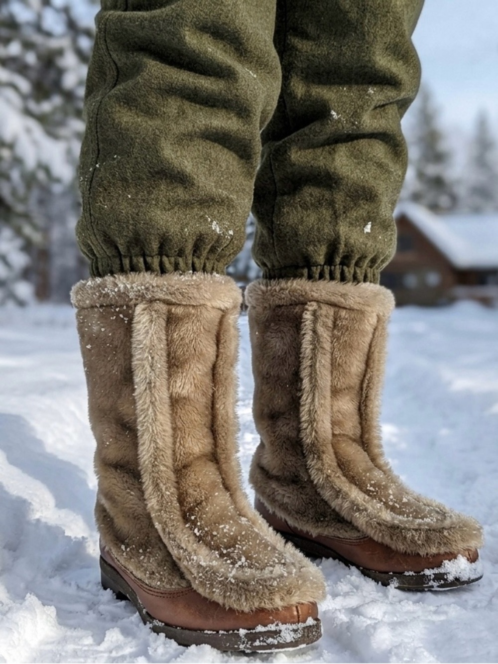 Vintage 1960’s Snowland Mohair Fur Shearling Fleece Snow Bunny Winter Boots